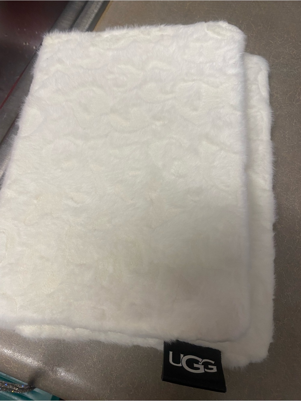 UGG White Faux Fur Cozy book cover/folder cover